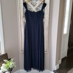 After Six Navy Blue Sweetheart Neck Side Slit Evening Gown Dress 10 NWT